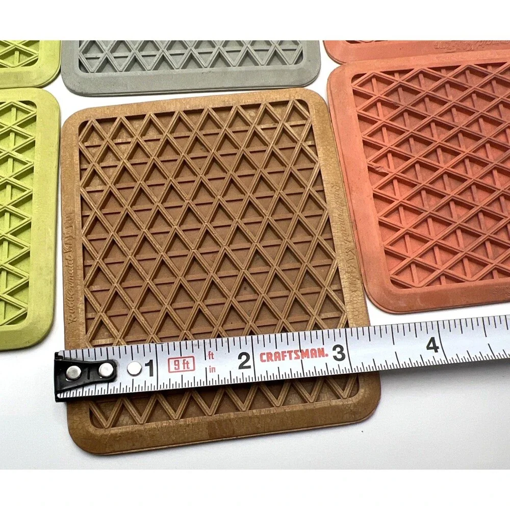 Vintage Set Of 6 Rubbermaid Coasters By Kar-Rug Made in USA